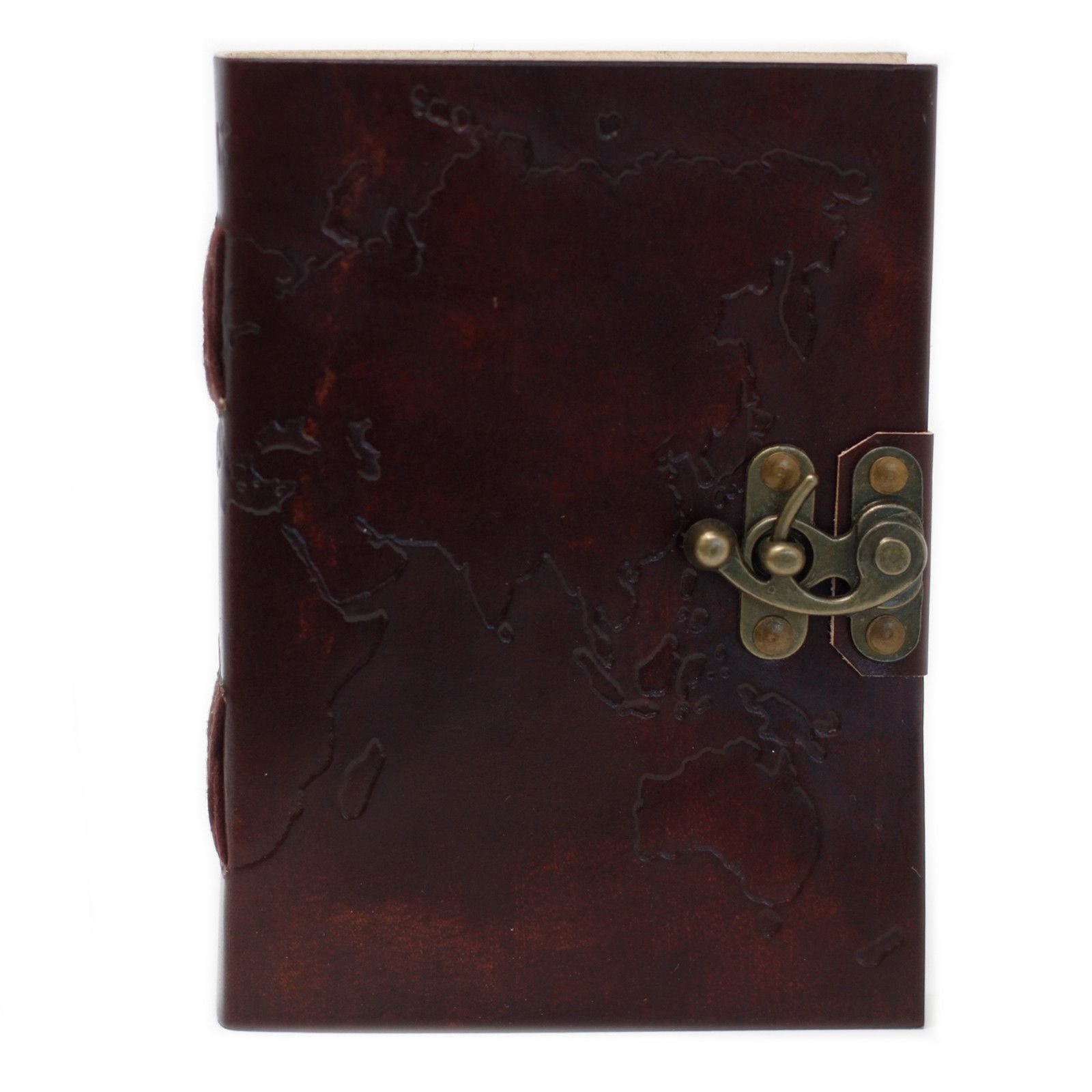 world map leather journal World Map Leather Journal with Clasp, 18 x 13cm