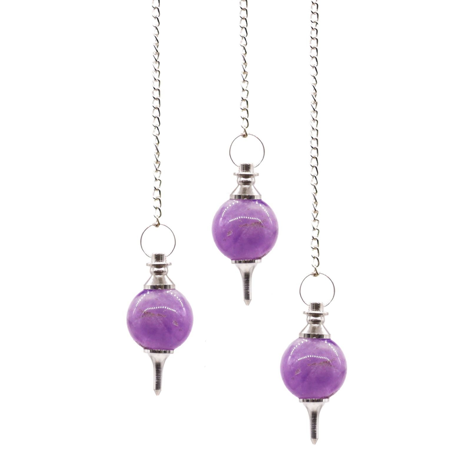 Amethyst sphere pendulum on silver chain