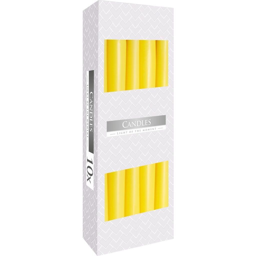 Taper Candles, Pack of 10, Yellow