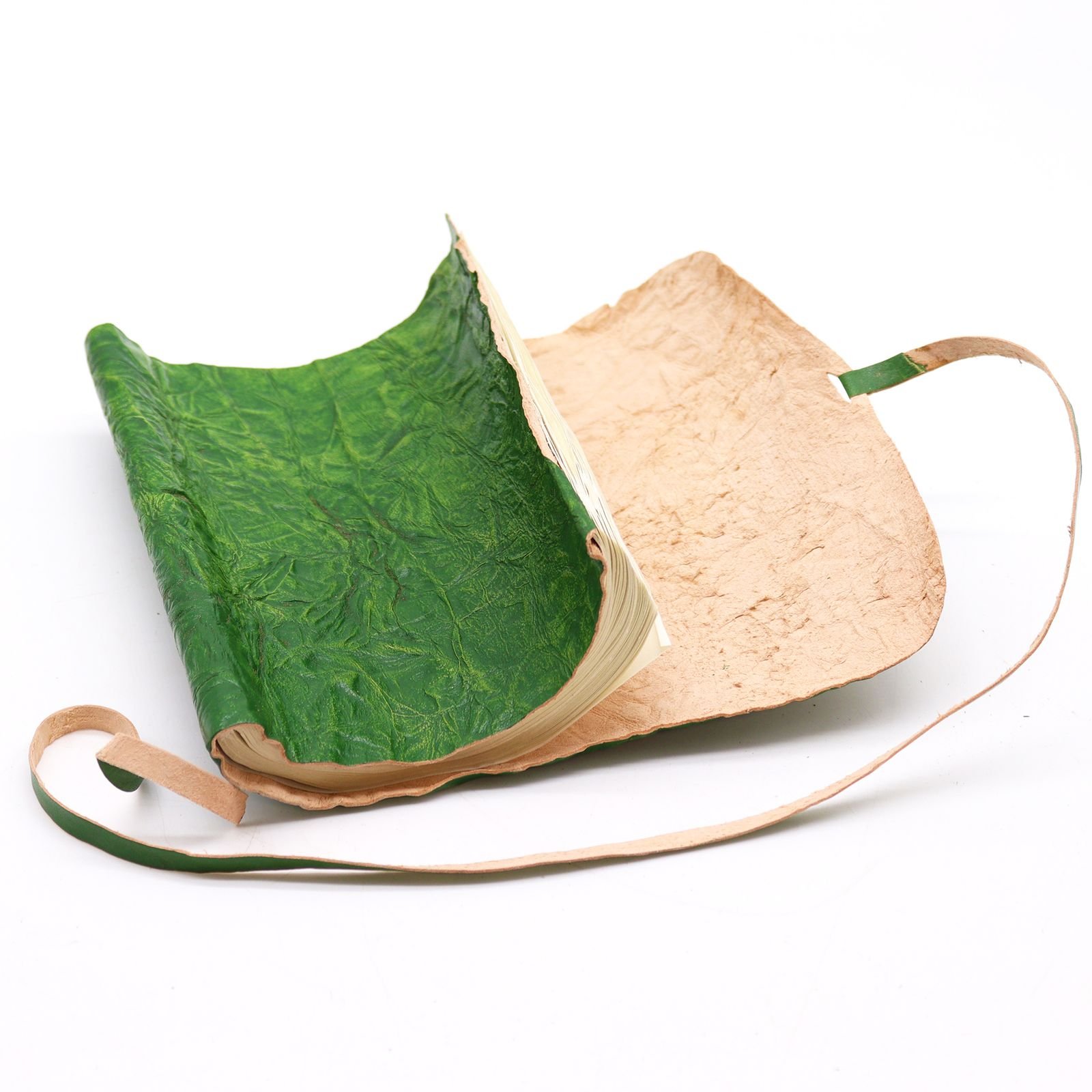 Rolled Leather Travel Journal Green, 21 x 15cm view 3