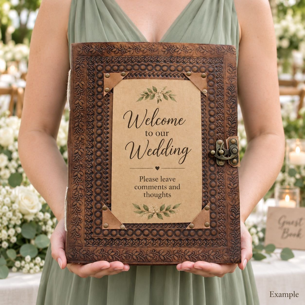 Large Leather Visitor Book, 33 x 25cm view 9