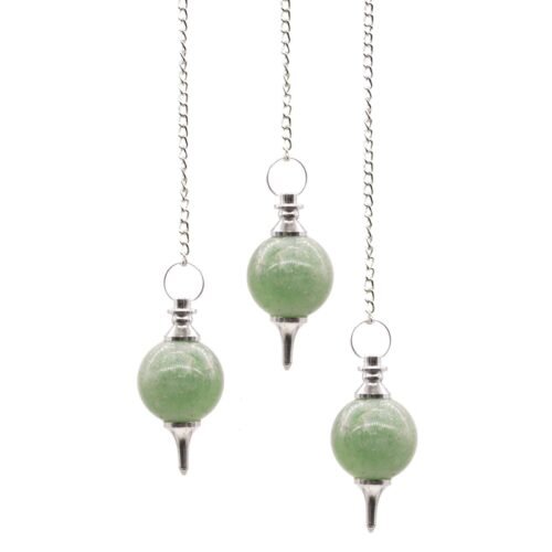 Home 2026 77 Green Aventurine sphere pendulum on silver chain