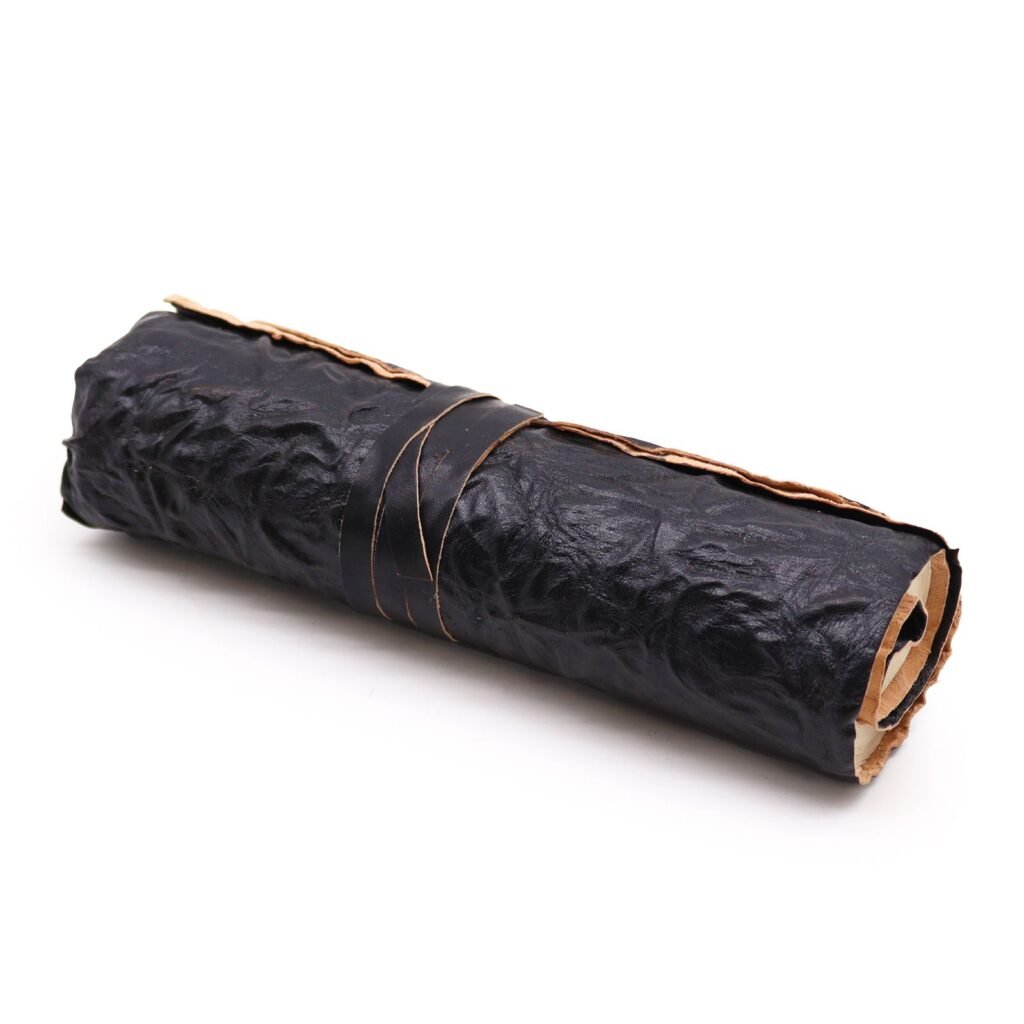 black leather travel journal Rolled Leather Travel Journal Black, 21 x 15cm