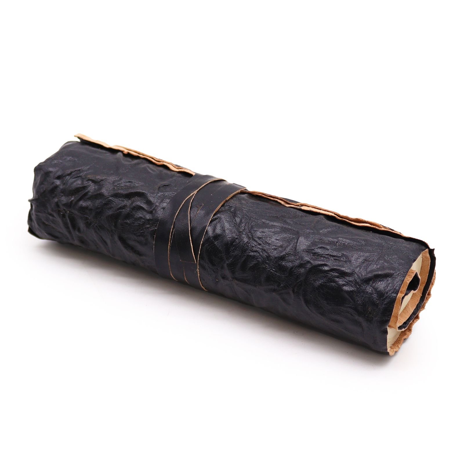 black leather travel journal Rolled Leather Travel Journal Black, 21 x 15cm