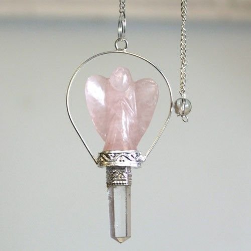 bG9jYWw6Ly9tZWRpYS8xTi9BRS82MFIzMEMxRzZDVktBRTFOLzQ2NjMwMWFkLmpwZWc.jpg Rose Quartz angel pendulum with ring frame view 2