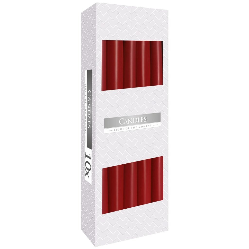 Taper Candles, Pack of 10, Burgundy