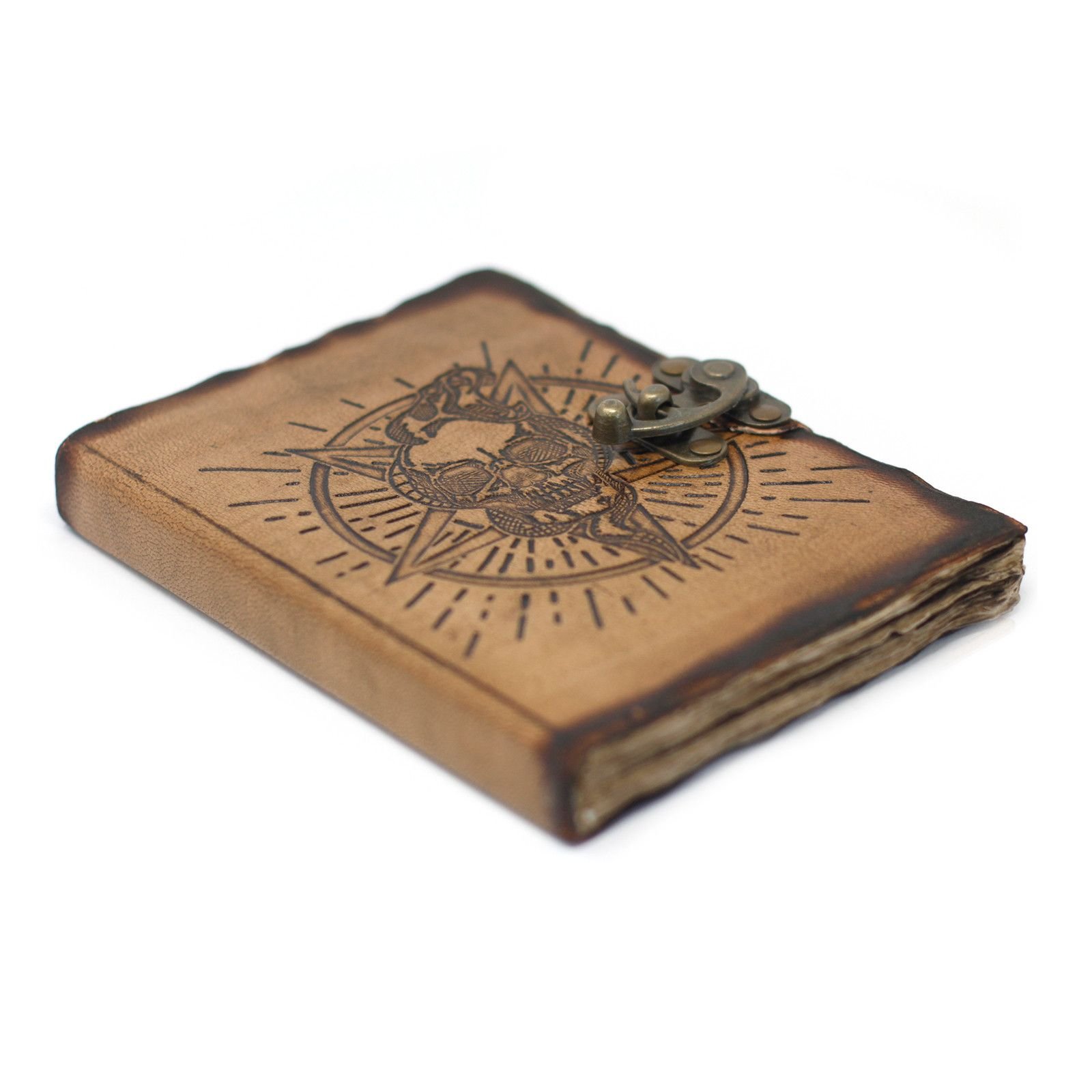Pentagram and Skull Leather Journal, 18 x 13cm view 2