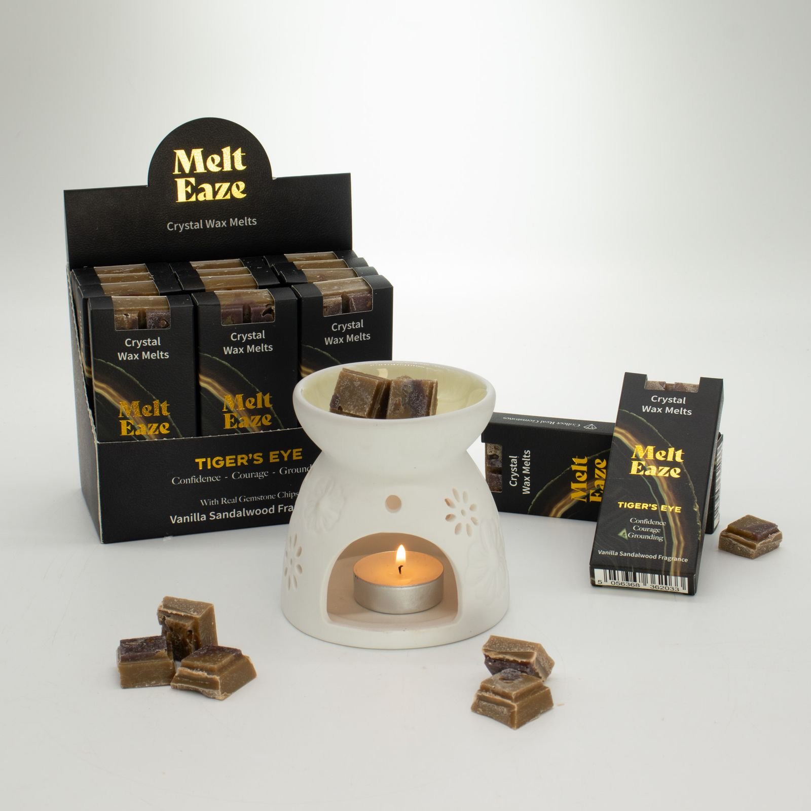 Vanilla Sandalwood Wax Melts 50g, Tigers Eye Strength Crystal Melt view 2