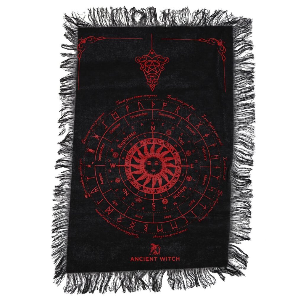 Sun Face pendulum board cloth in Black and Blood Red