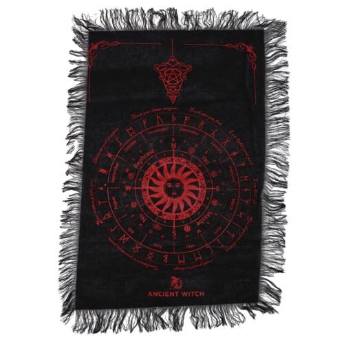 Sun Face pendulum board cloth in Black and Blood Red