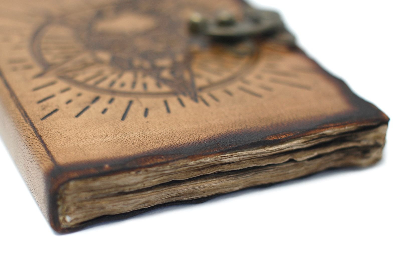 Pentagram and Skull Leather Journal, 18 x 13cm view 3