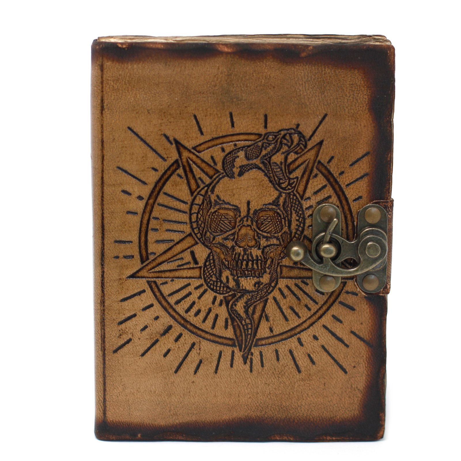 Pentagram and Skull Leather Journal, 18 x 13cm view 4
