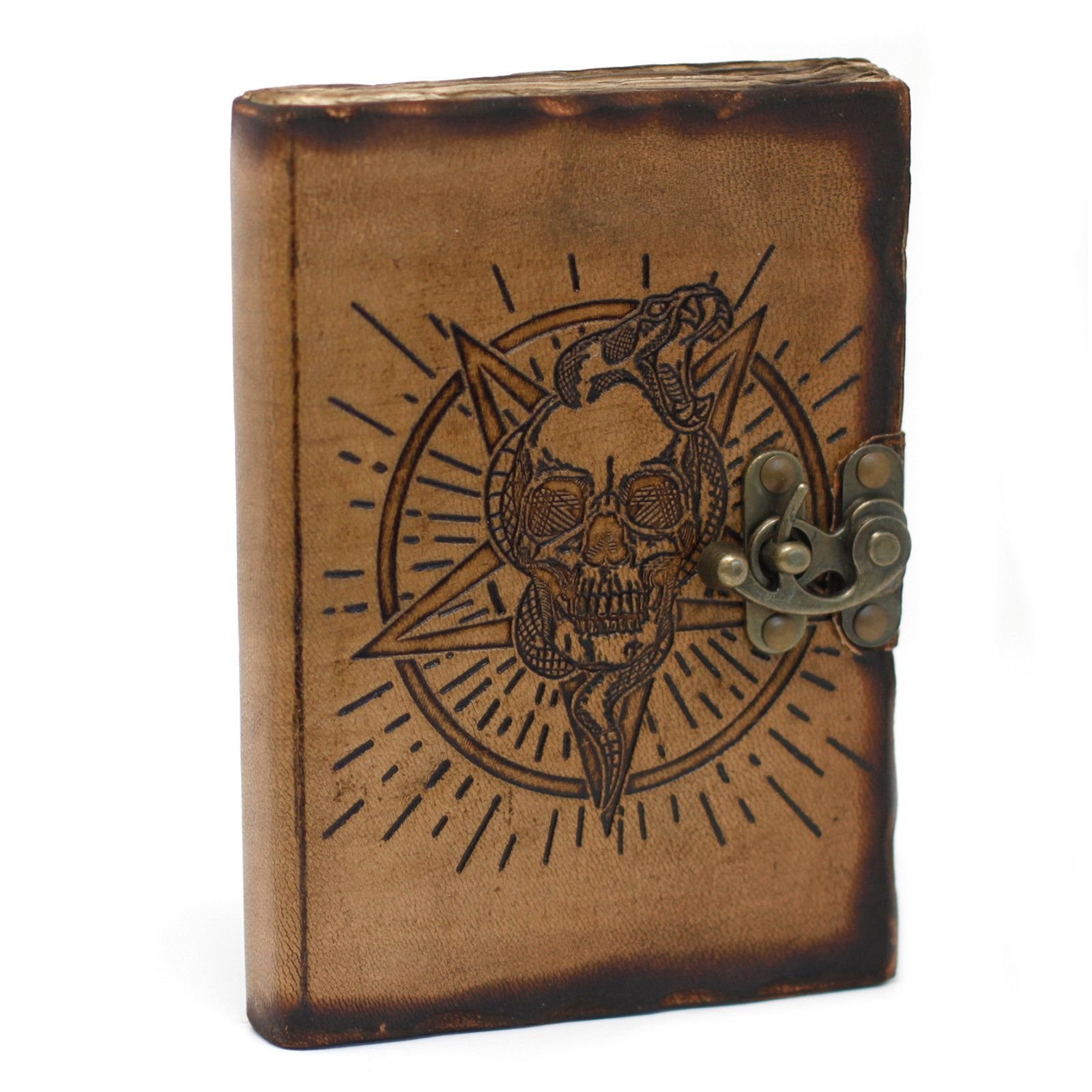pentagram leather journal Pentagram and Skull Leather Journal, 18 x 13cm