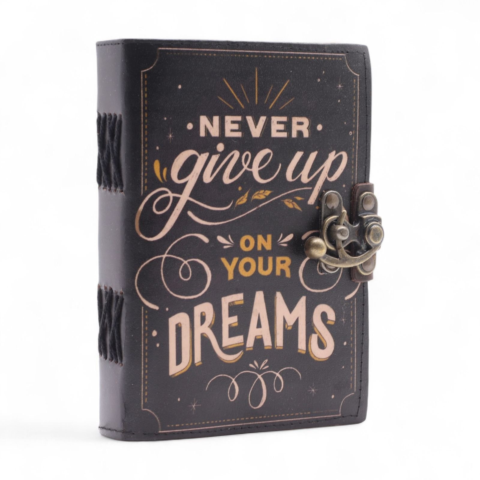 Never Give Up On Your Dreams Leather Notebook 17.8 x 12.7cm