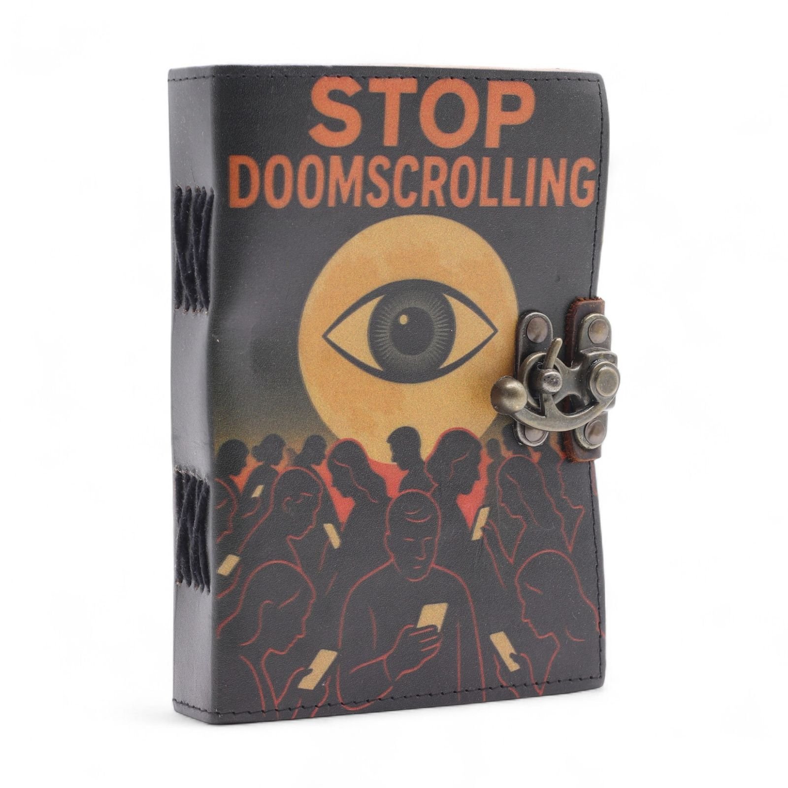 Stop Doomscrolling Leather Notebook 17.8 x 12.7cm