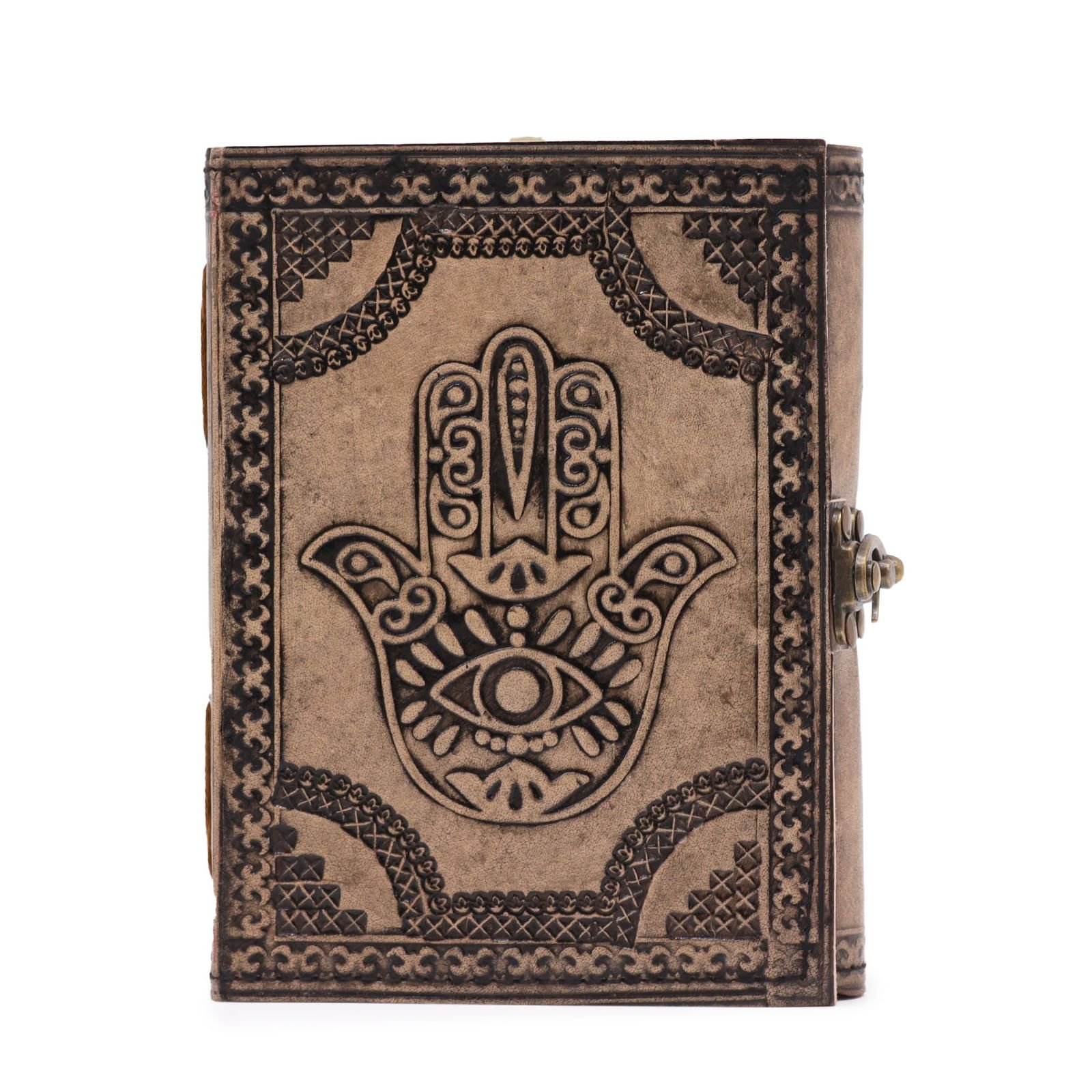 bG9jYWw6Ly9tZWRpYS9IRy9DRC82MFIzMEMxRzZXVDNDREhHL2Y2YjFlM2M0LmpwZWc.jpg Hamsa Leather Journal Antique Grey 17.5 x 12.5cm