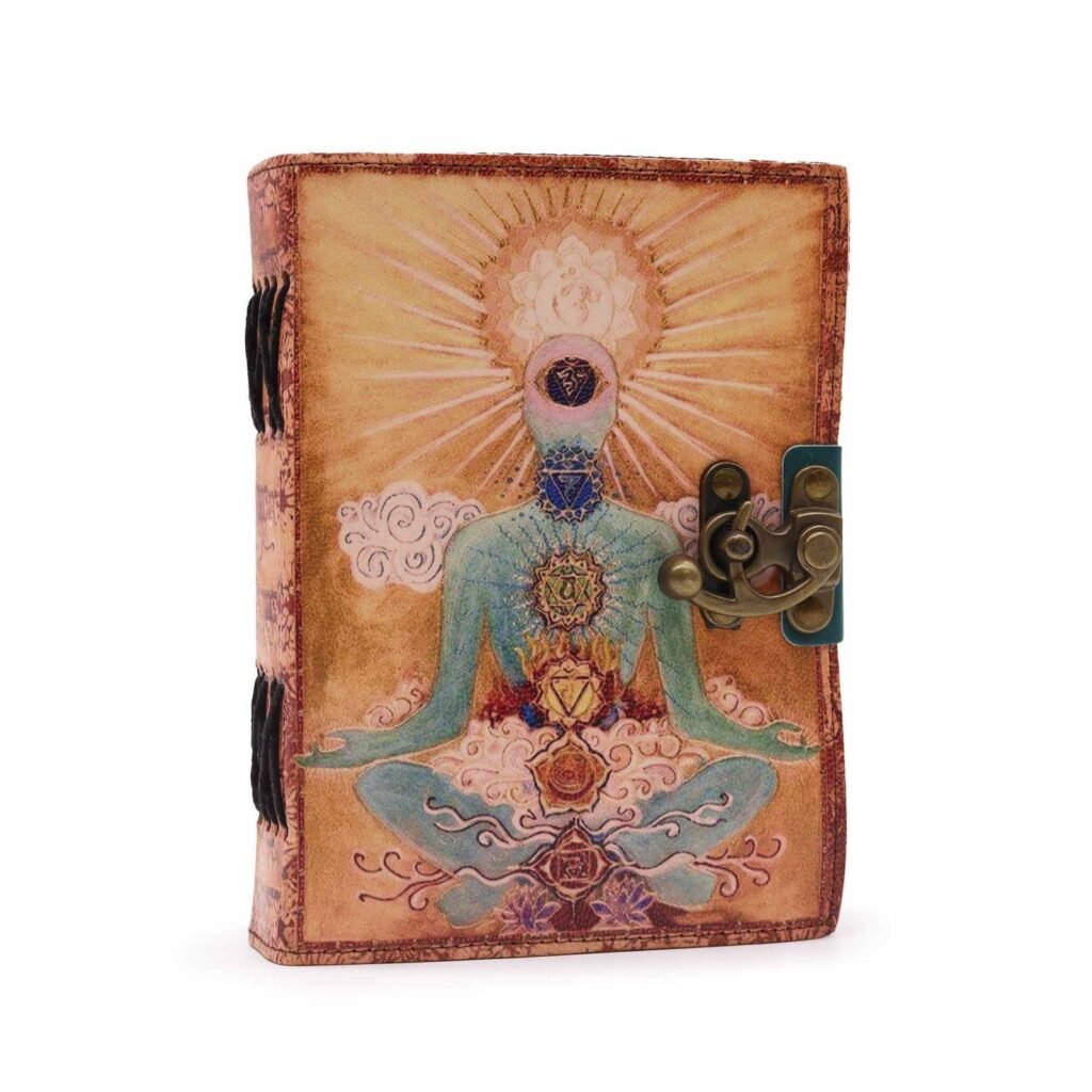 Buddha Seven Chakra Leather Journal 18 x 13cm