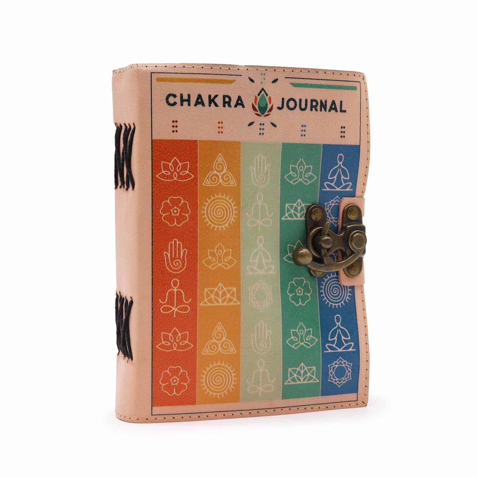 Seven Chakra Colours Leather Journal 18 x 13cm
