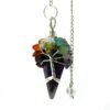Amethyst chakra pendulum wrapped with seven chakra stones view 4