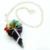 Amethyst chakra pendulum wrapped with seven chakra stones view 3