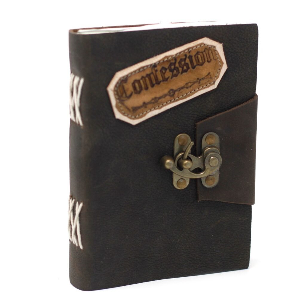 black leather journal Black Confessions Leather Journal with Clasp, 18 x 13cm