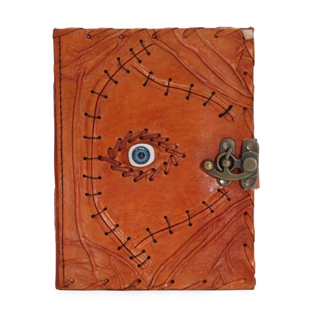 evil eye leather journal Evil Eye Leather Journal Light Brown, 20 x 15cm