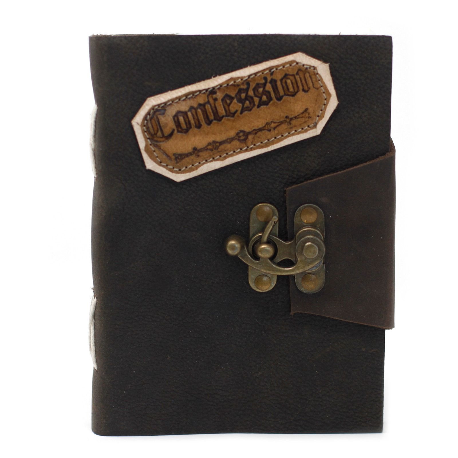 bG9jYWw6Ly9tZWRpYS9IUS80Qy82MFIzMEMxRzZNVjM0Q0hRLzUxYjk5YjZhLmpwZWc.jpg Black Confessions Leather Journal with Clasp, 18 x 13cm view 7