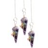 Amethyst chakra pendulum wrapped with seven chakra stones