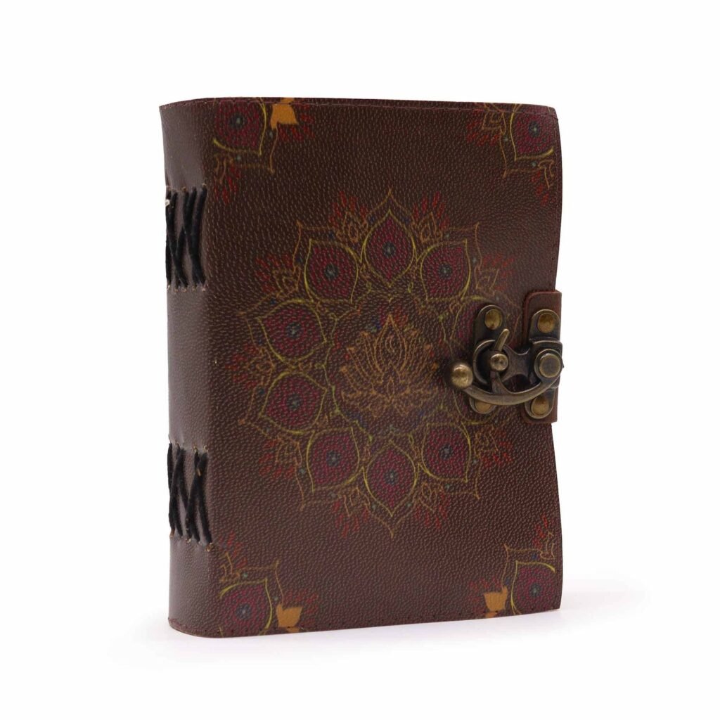 Lotus Mandala Leather Journal 18 x 13cm