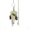 Rose Quartz chakra pendulum wrapped with seven chakra stones view 4