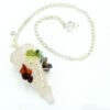 Rose Quartz chakra pendulum wrapped with seven chakra stones view 3