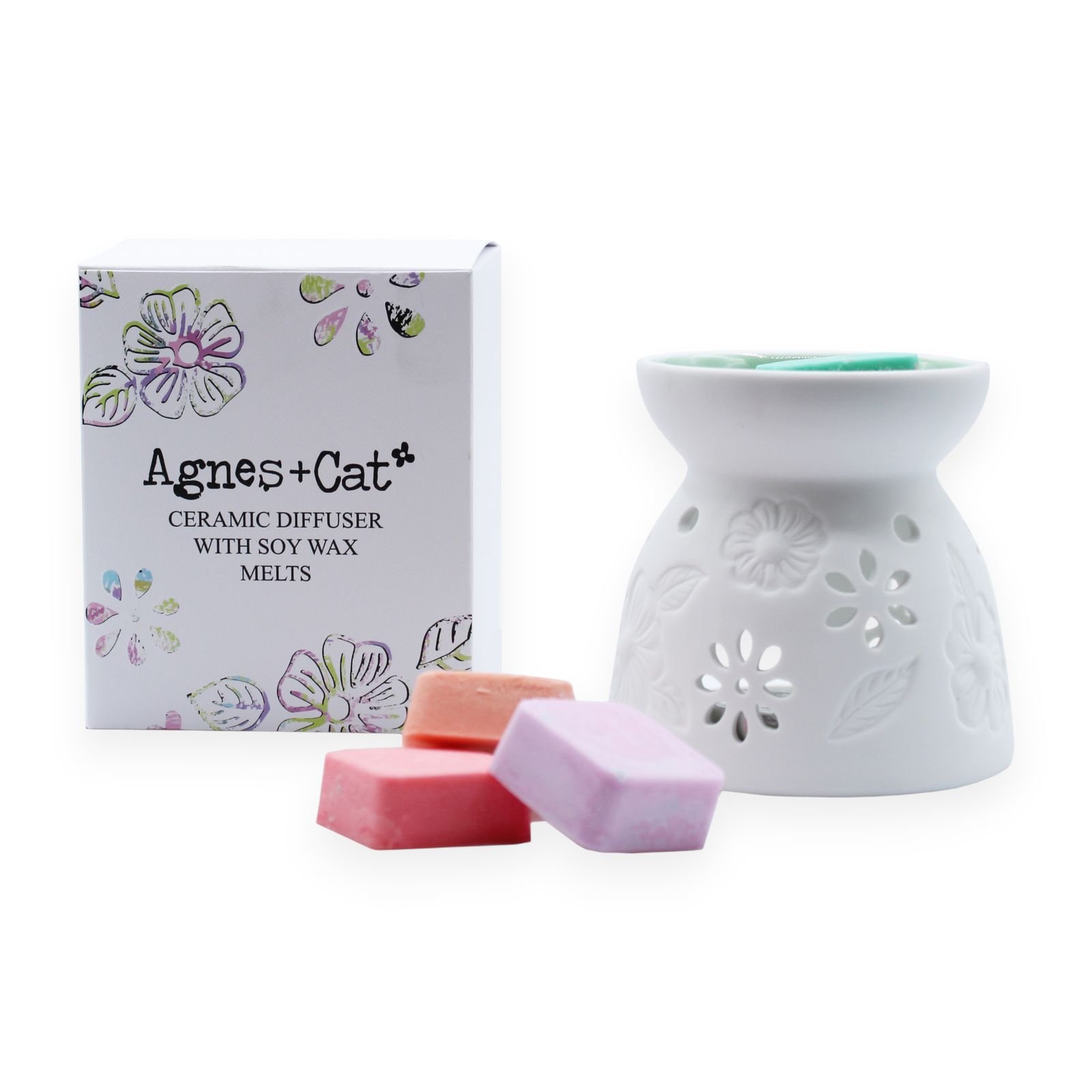 bG9jYWw6Ly9tZWRpYS9IUy9DRC82MFIzMEMxSjY0UzNDREhTLzFiZjhmYmMxLmpwZw.jpg Floral Ceramic Wax Melter with Four Soy Wax Melts