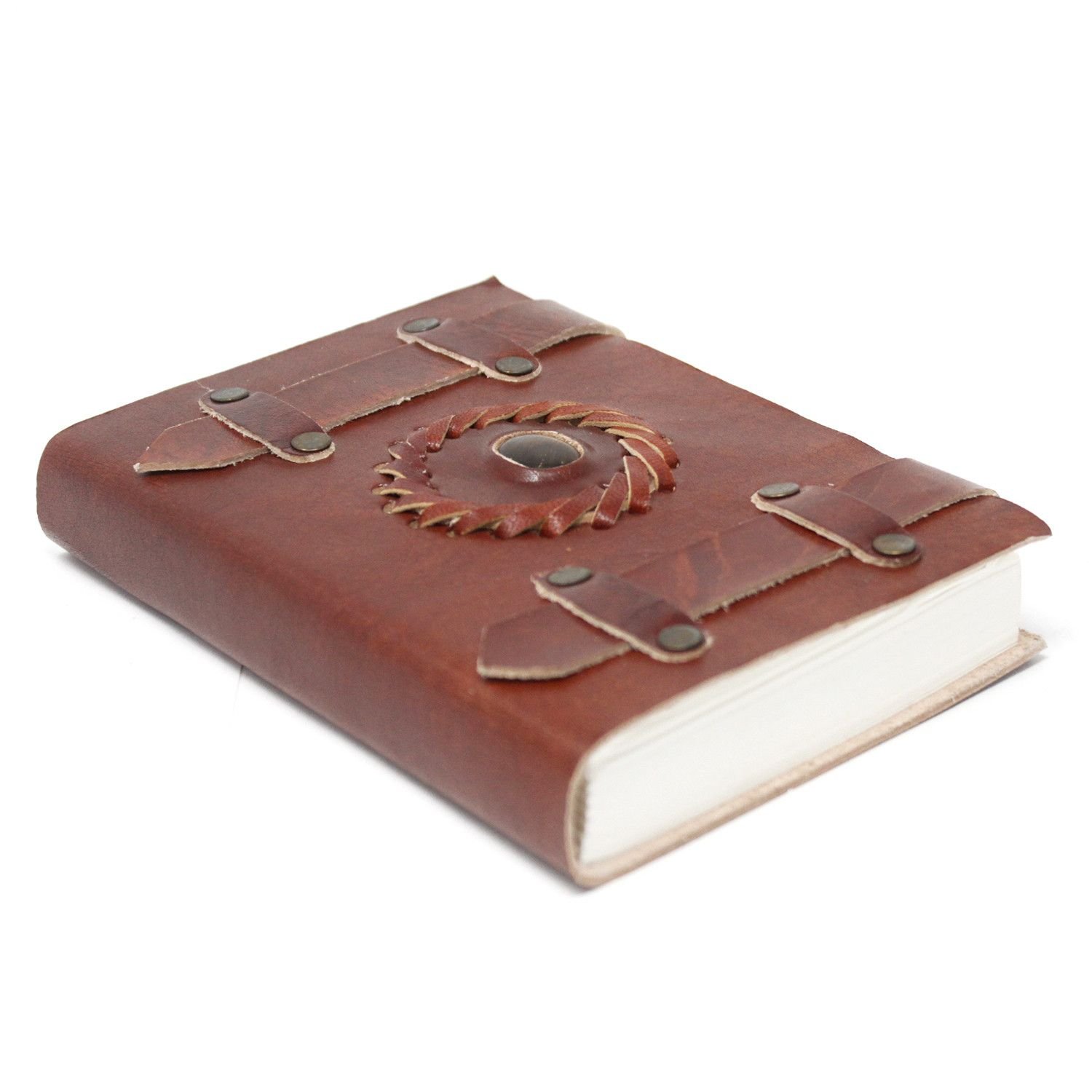 Tigers Eye Leather Journal with Buckle Straps, 15 x 10cm view 2