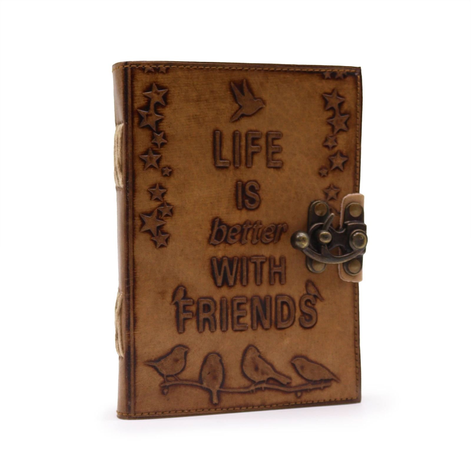 Life is Better with Friends Leather Journal 18 x 13cm