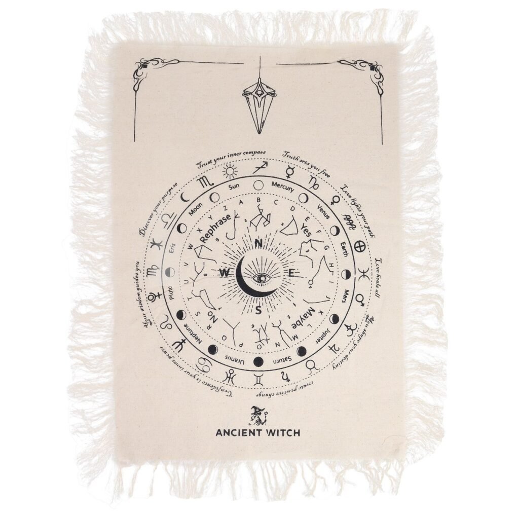 All Seeing Eye pendulum board cloth in Natural and Black