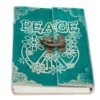 Peace Leather Journal in Teal Green with Clasp, 18 x 13cm view 3