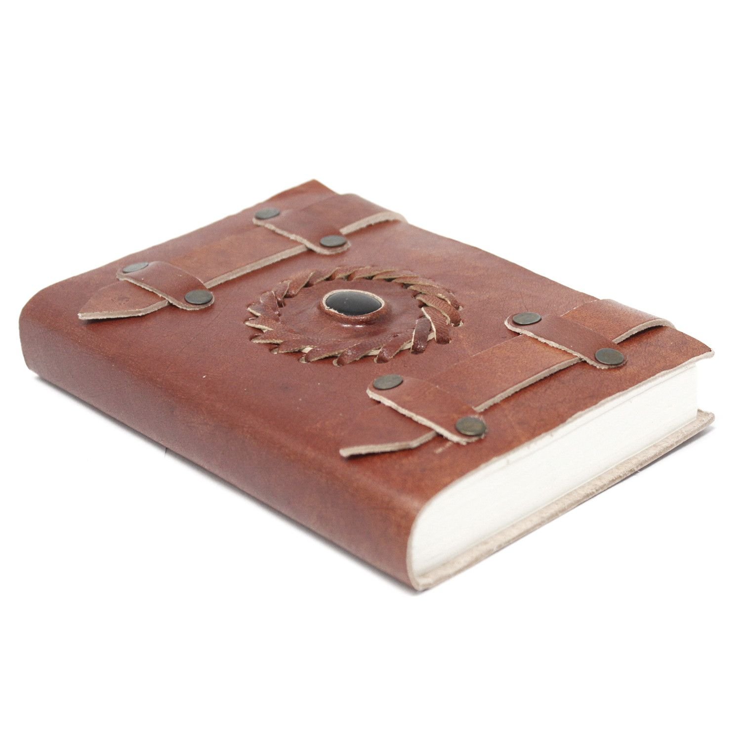 Black Onyx Leather Journal with Buckle Straps, 15 x 10cm view 2