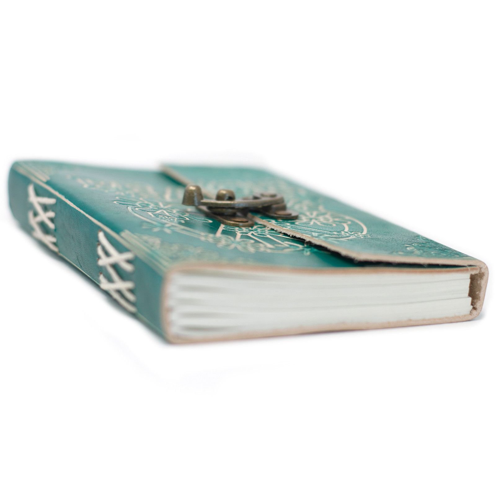 Peace Leather Journal in Teal Green with Clasp, 18 x 13cm view 4