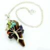 Tigers Eye chakra pendulum wrapped with seven chakra stones view 3