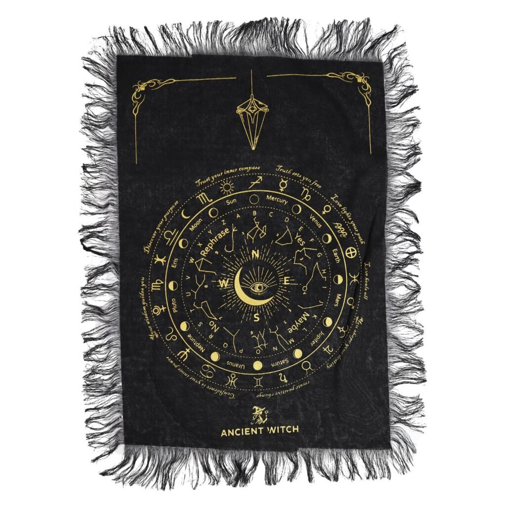 All Seeing Eye pendulum board cloth in Black and Gold
