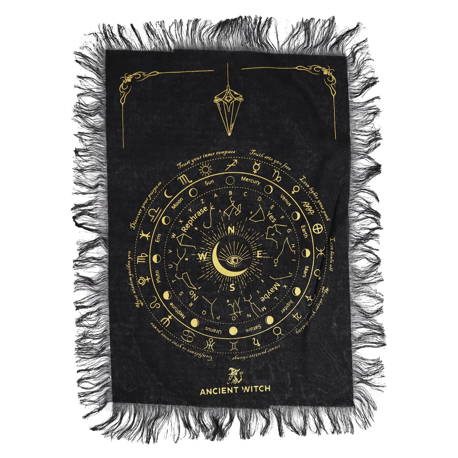 All Seeing Eye pendulum board cloth in Black and Gold