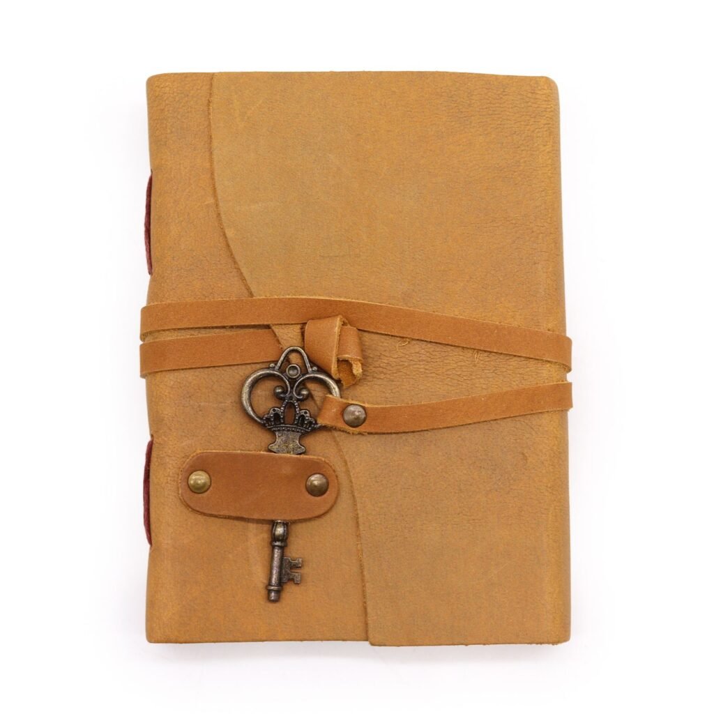 tan leather journal with key Tan Oiled Leather Journal with Key, 13 x 18cm