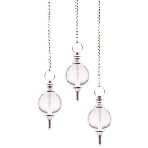 Home 2026 78 Clear Quartz sphere pendulum on silver chain