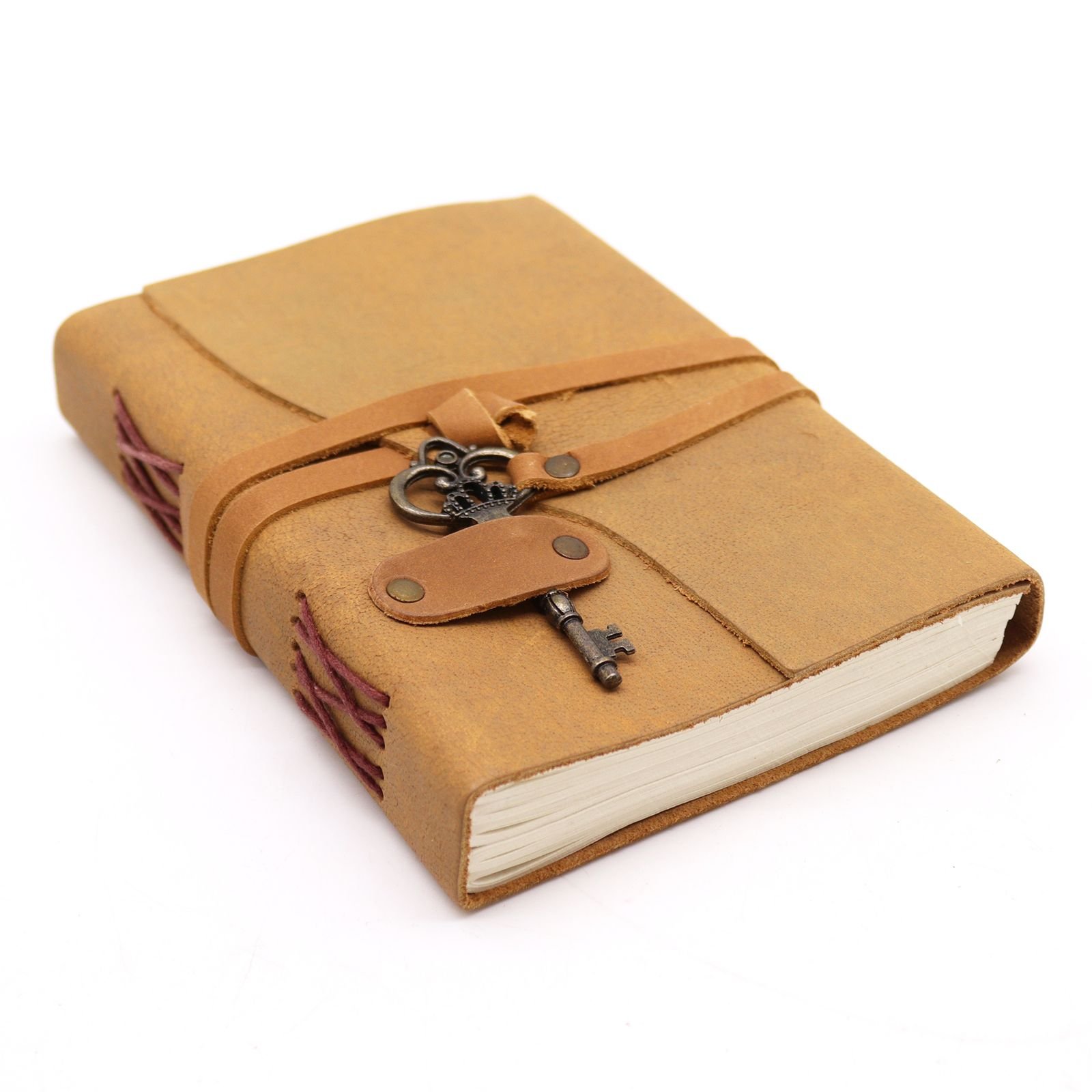Tan Oiled Leather Journal with Key, 13 x 18cm view 5
