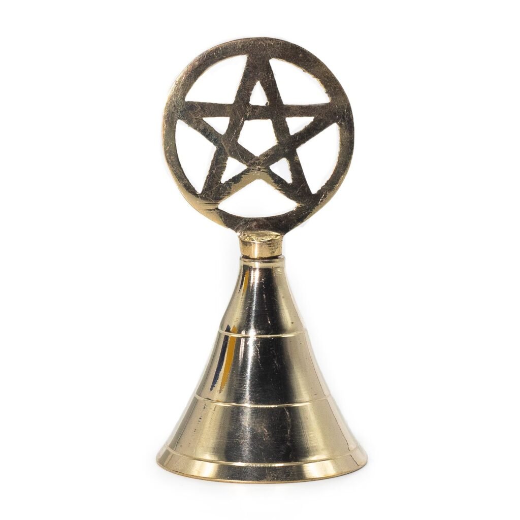Brass Witch Bell with Pentagram, 10.5cm Altar Bell