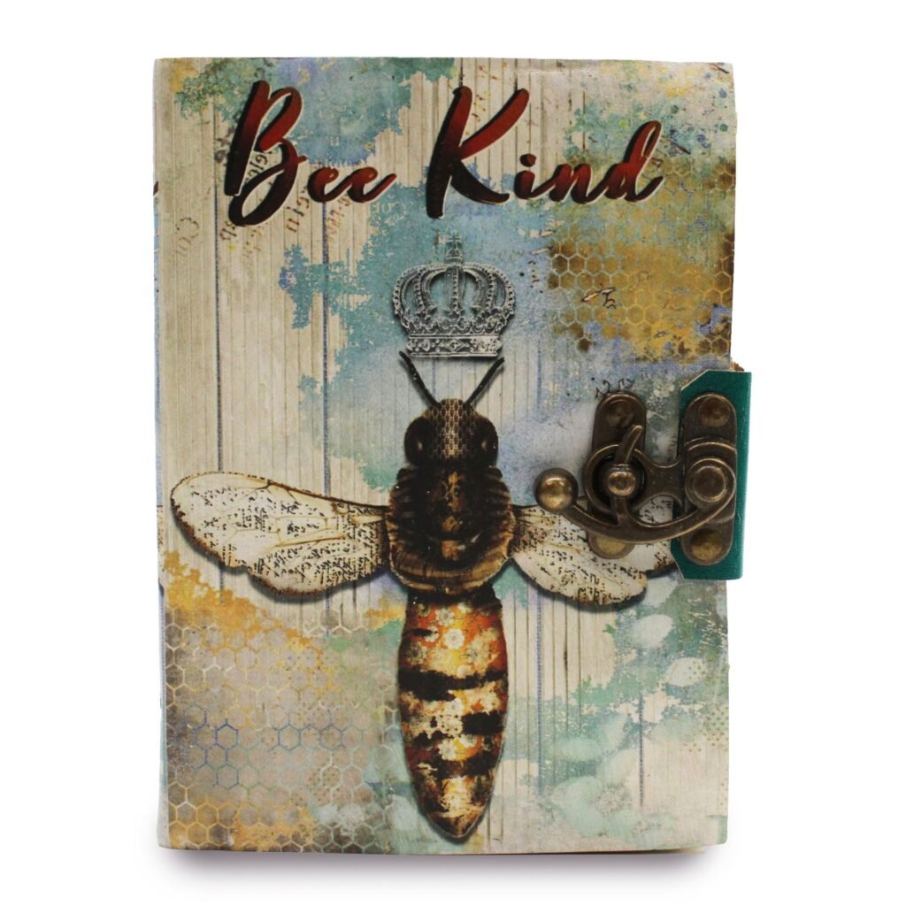 bee kind leather journal Bee Kind Leather Journal with Deckle Edge Pages, 18 x 13cm