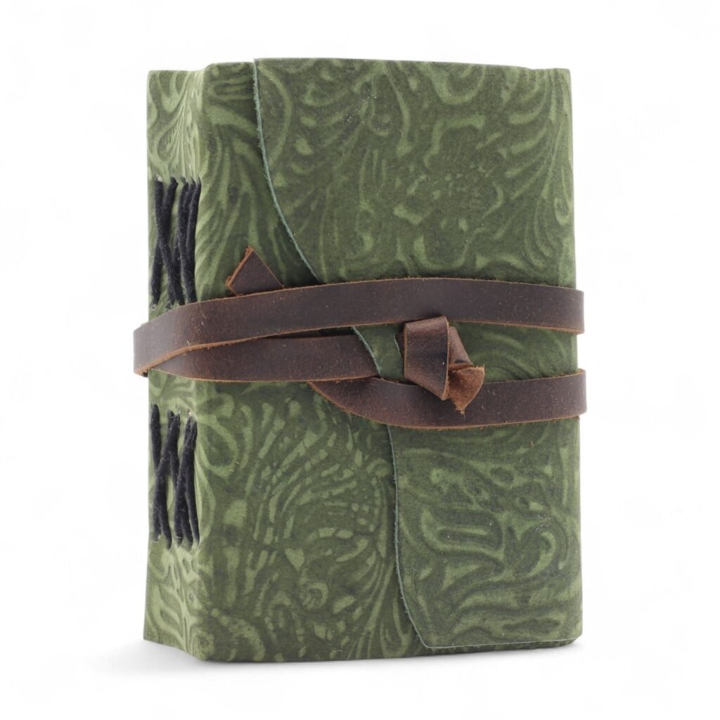 Green Maze Leather Notebook 12.7 x 8.9cm