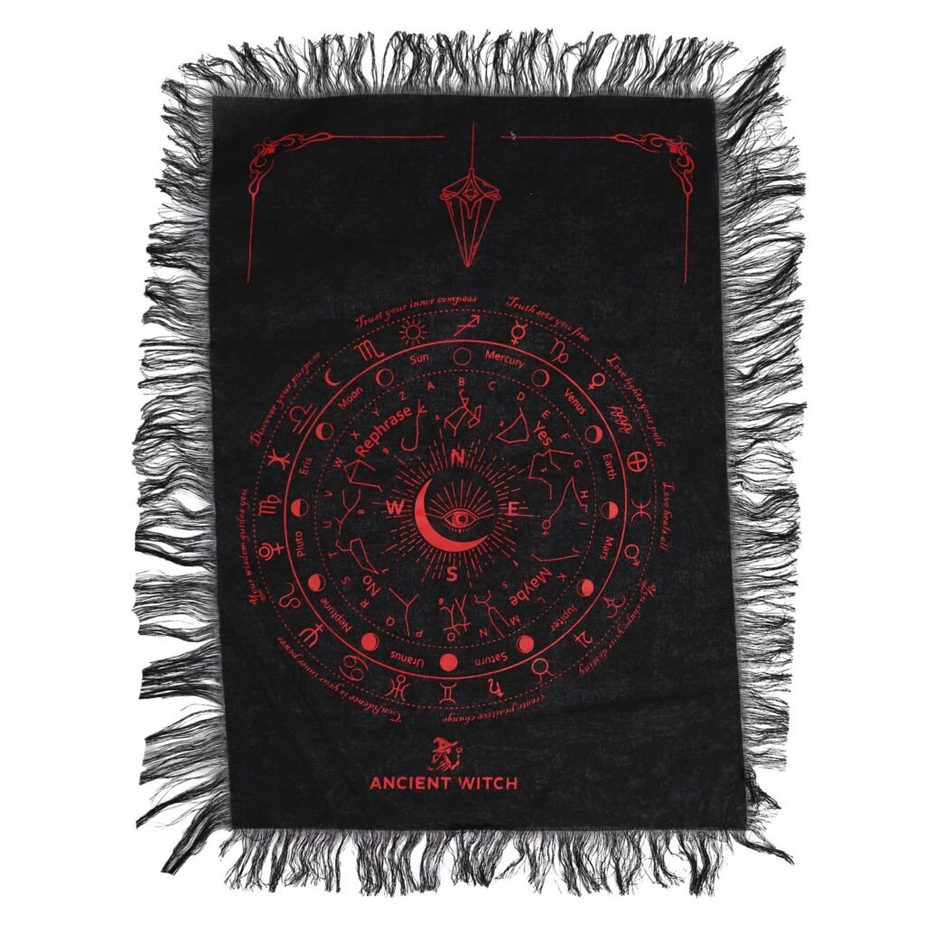 All Seeing Eye pendulum board cloth in Black and Blood Red