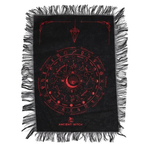 All Seeing Eye pendulum board cloth in Black and Blood Red