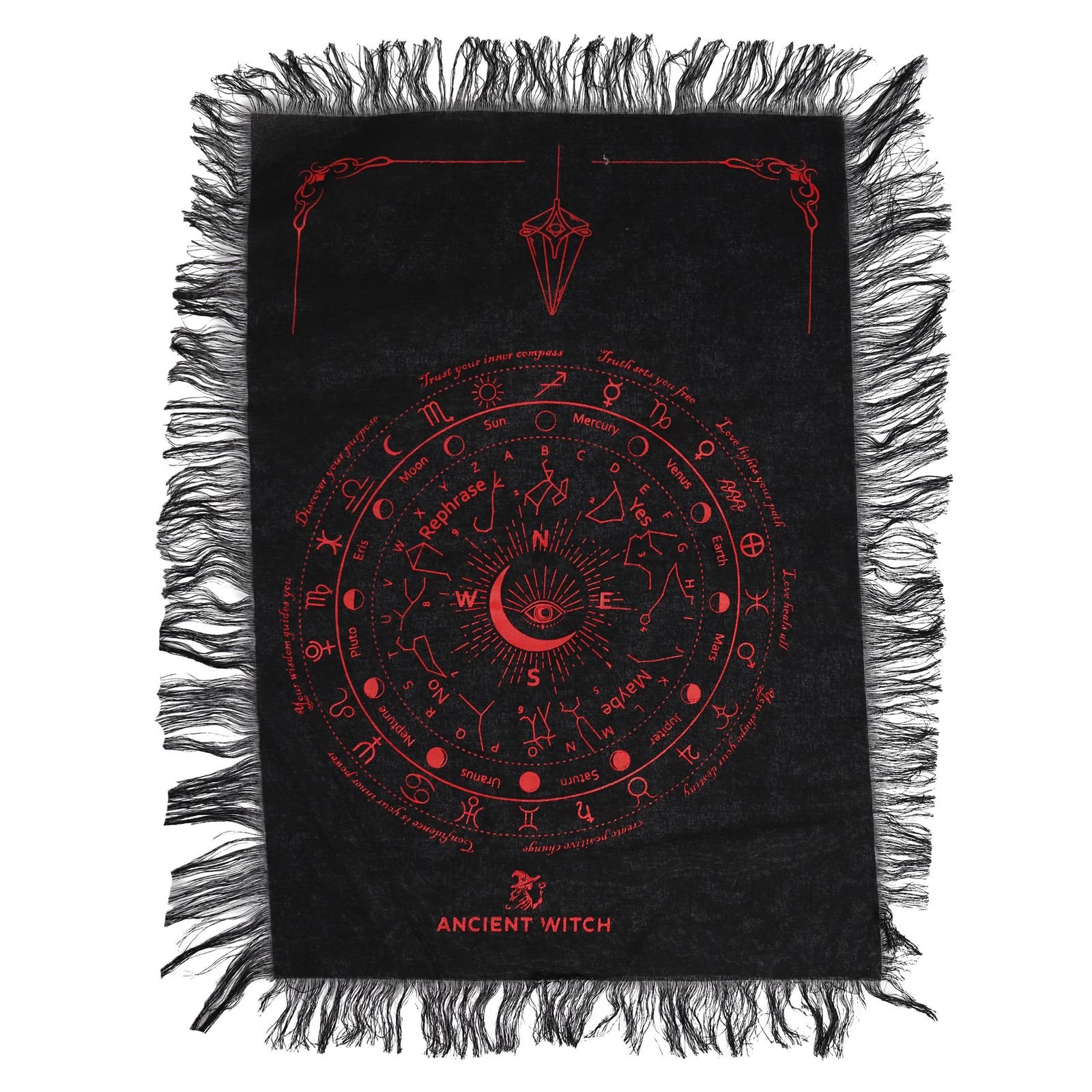 All Seeing Eye pendulum board cloth in Black and Blood Red